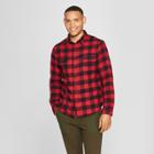 Men's Checkered Standard Fit Flannel Long Sleeve Button-down Shirt - Goodfellow & Co Ripe Red