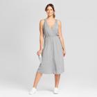 Women's Heathered Knit Wrap Dress - A New Day Gray