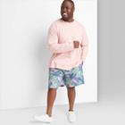 Men's Big & Tall 7 Palm Leaves Swim Trunk - Original Use Pink