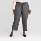 Women's Plus Size High-rise Straight Leg Tie Waist Pants - A New Day Gray