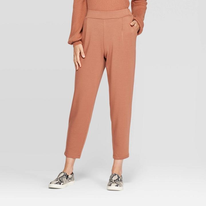 Women's Mid-rise Straight Leg French Terry Pants - A New Day Blush