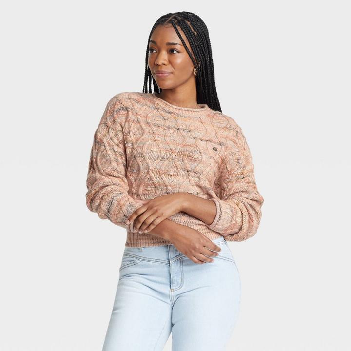 Women's Crewneck Tie-back Pullover Sweater - Universal Thread Cream Spacedye Xs, Ivory