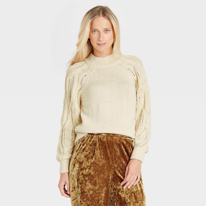 Women's Crewneck Pullover Sweater - Who What Wear Heathered Cream