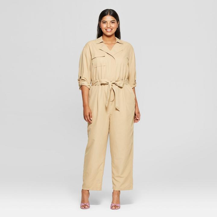 Women's Plus Size Long Sleeve Utility Jumpsuit - Who What Wear Tan X, Blue