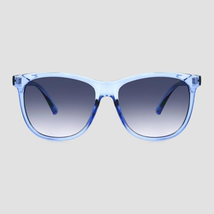 Women's Square Plastic Shiny Sunglasses - A New Day Blue, Women's,