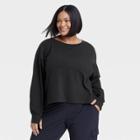 Women's Plus Size Supima Cotton Long Sleeve Top - All In Motion Black