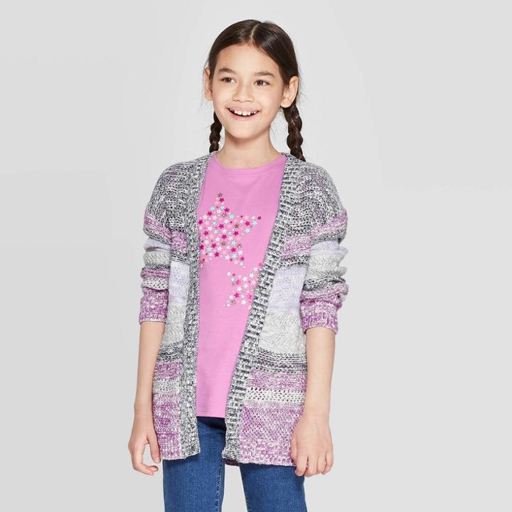 Girls' Long Sleeve Open Cardigan - Cat & Jack S,