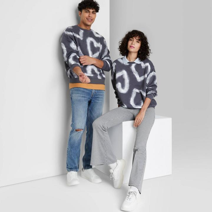 Oversized Sweatshirt - Wild Fable Gray Hearts