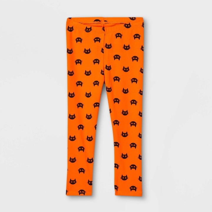 Toddler Girls' Halloween Cat Leggings - Cat & Jack Orange