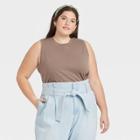 Women's Plus Size Muscle Tank Top - A New Day Brown