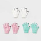 Girls' 3pk Gloves - Cat & Jack Ivory/pink/green