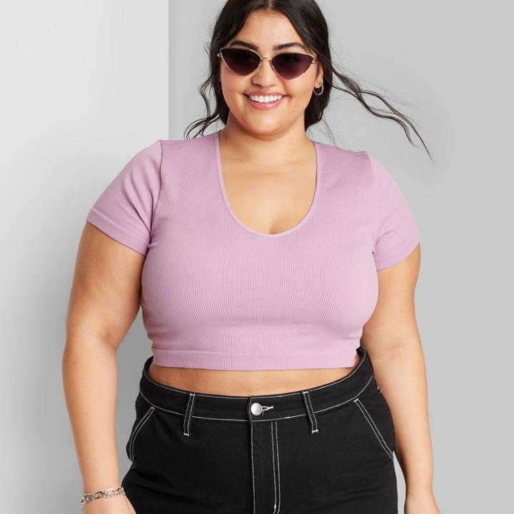 Women's Short Sleeve Fitted Seamless V-neck T-shirt - Wild Fable