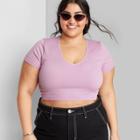 Women's Short Sleeve Fitted Seamless V-neck T-shirt - Wild Fable