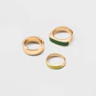 Enamel Ring Set 3pc - A New Day Green