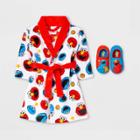 Toddler Boys' Sesame Street Robe With Slippers - White/blue