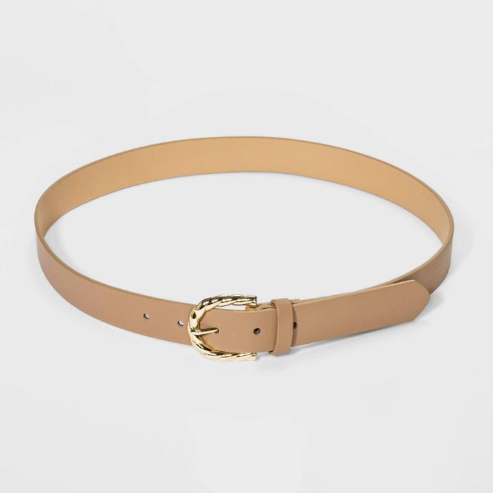 Women's Gold Rope Buckle Belt - A New Day Natural