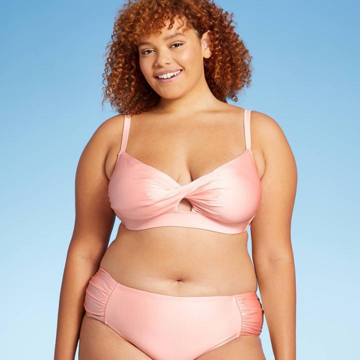 Juniors' Plus Size Metallic Twist-front Bralette Bikini Top - Xhilaration