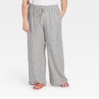 Women's Plus Size Mid-rise Relaxed Fit Striped Pants - A New Day Black/white