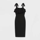 Women's Sleeveless Seersucker Ruffle Dress - A New Day Black