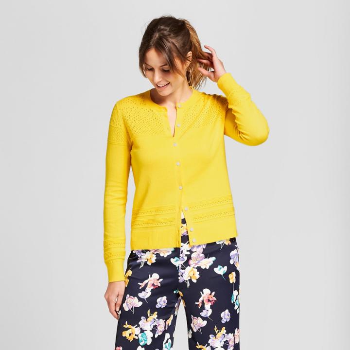 Women's Long Sleeve Any Day Cardigan - A New Day Yellow