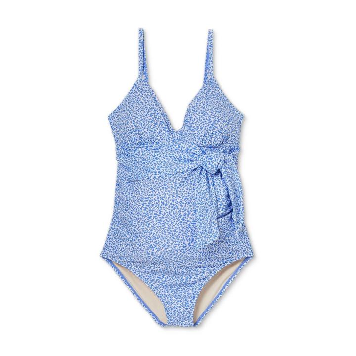 Tie-front One Piece Maternity Swimsuit - Isabel Maternity By Ingrid & Isabel Animal Print