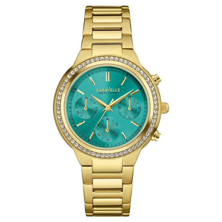 Target Women's Caravelle New York Crystal-accent Chronograph Stainless Steel Watch 44l215 - Bright Gold