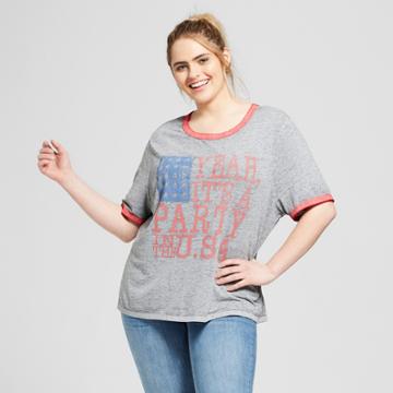 Women's Plus Size Party In The Usa Short Sleeve Graphic T-shirt - Lyric Culture (juniors') Heather Gray
