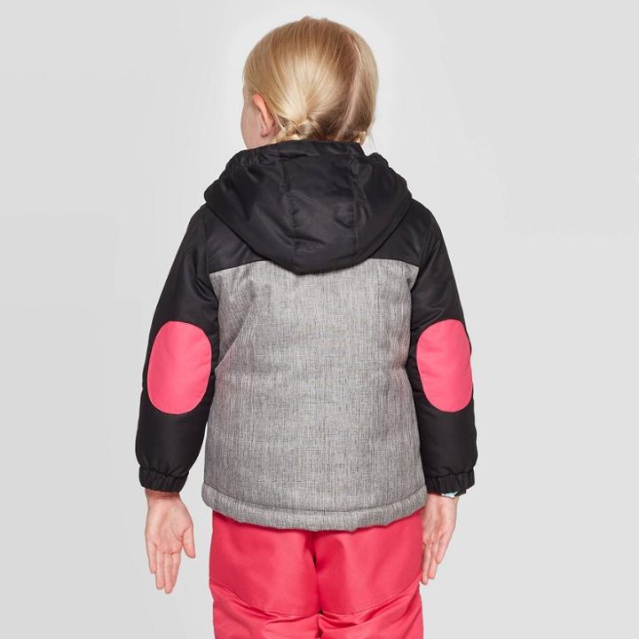 Toddler Girls' 3-in-1 Jacket - Cat & Jack Black 18m, Toddler Girl's, Black/gry Color Block