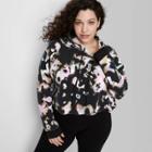 Women's Plus Size Cropped Hoodie - Wild Fable Black Tie-dye