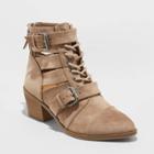 Women's Brandi Microsuede Buckled Lace-up Bootie - Universal Thread Taupe (brown)