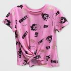 Girls' Disney Wreck-it Ralph Front Tie Short Sleeve T-shirt - Pink