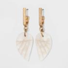 Semi-precious White Jade Wing Charm Hoop Earrings - Universal Thread Natural, Women's