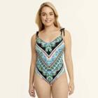 Beach Betty By Miracle Brands Women's Slimming Control Palm One Piece One Piece Swimsuit - Palm Engineer