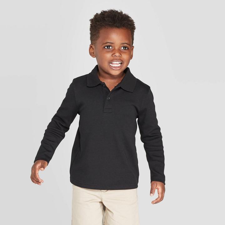 Toddler Boys' Uniform Polo Shirt - Cat & Jack Black
