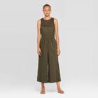 Target Women's Sleeveless Crewneck Ankle Length Deep V-back Wide Leg Jumpsuit - Prologue Olive