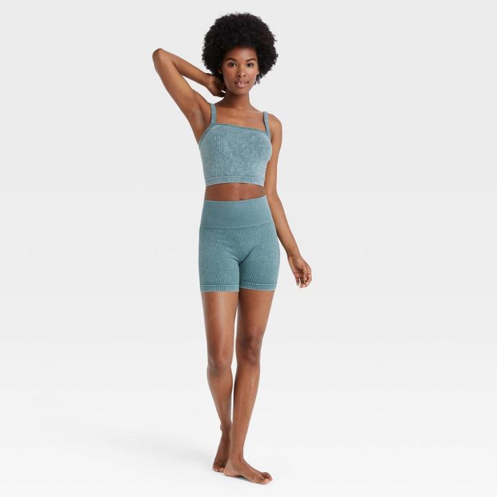 Women's Seamless Ribbed Lounge Bike Shorts - Colsie Green