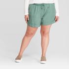 Women's Plus Size Mid-rise Pull On Shorts - Universal Thread Green 1x, Women's, Size: