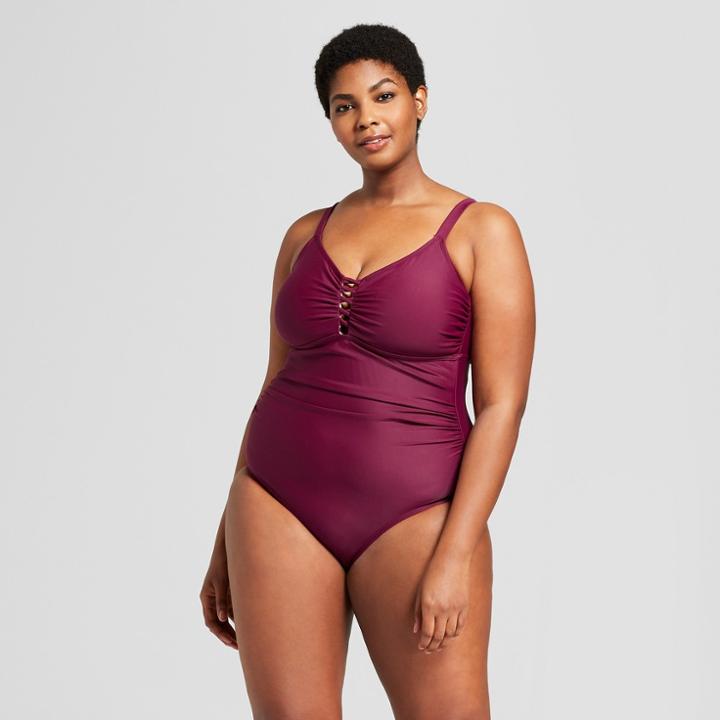 Women's Plus Size Strappy Front One Piece - Ava & Viv Berry