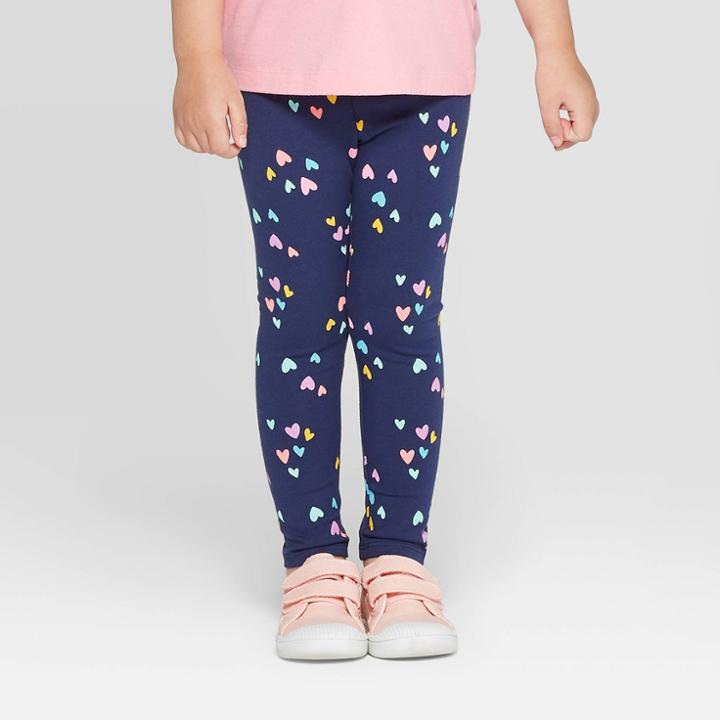 Toddler Girls' Heart Leggings - Cat & Jack Navy 5t, Toddler Girl's, Blue