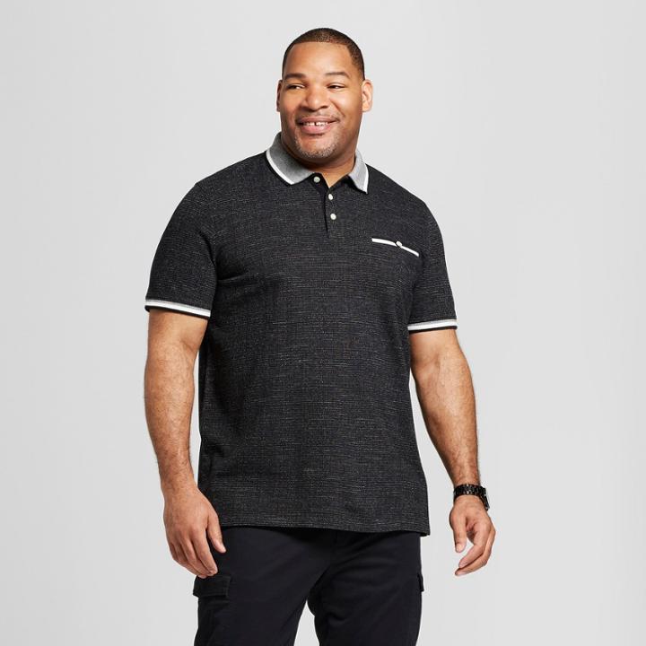 Men's Big & Tall Short Sleeve Novelty Polo Shirt - Goodfellow & Co Black
