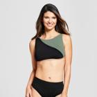 Sunn Lab Swim Women's Color Block High Neck Bikini Top - Black/moss D/dd Cup, Green