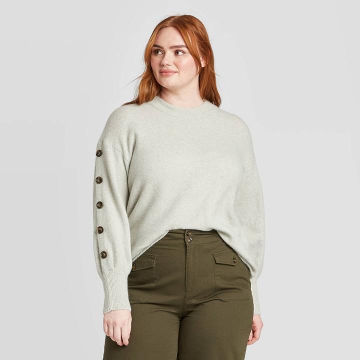 Women's Plus Size Crewneck Pullover Sweater - Who What Wear Gray 1x, Women's,