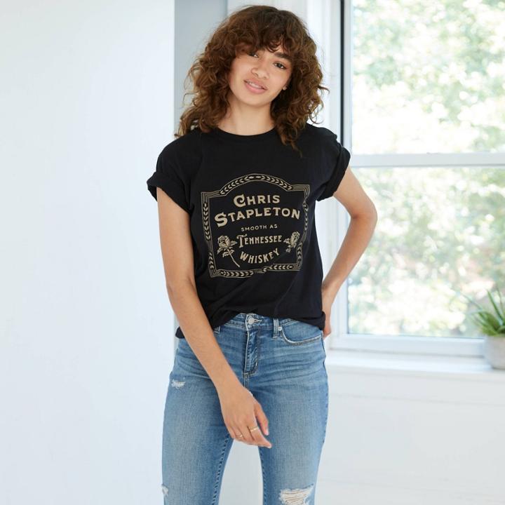 Merch Traffic Women's Chris Stapleton Plus Size Short Sleeve Graphic T-shirt - Black