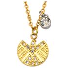 Women's Marvel S.h.i.e.l.d. Logo Stainless Steel Gold Ip Pendant Necklace With Clear Cz (18),