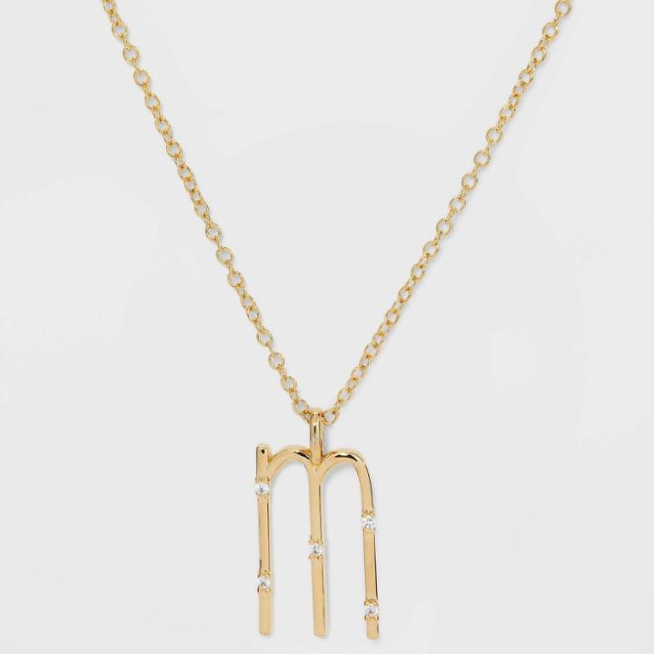 Gold Over Silver Plated Cubic Zirconia 'm' Initial Pendant Necklace - A New Day Gold