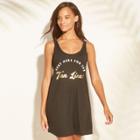 Women's Strappy Back Graphic Tank Cover Up - Xhilaration Black M,