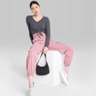 Women's Long Sleeve V-neck Ruched Front Fitted Sweater Knit T-shirt - Wild Fable Charcoal