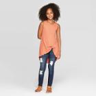 Girls' Knot Front Tank Top - Art Class Peach (pink)