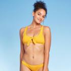 Women's Ribbed Cut Out Tie Front Bralette Bikini Top - Xhilaration Marigold