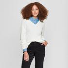 Women's V-neck Pullover Sweater - A New Day Cream (ivory)